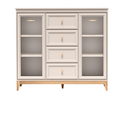SELUNEO Vitrinen-Highboard 141,5 cm – Kaschmir / Natureiche-Dekor – Vorderansicht