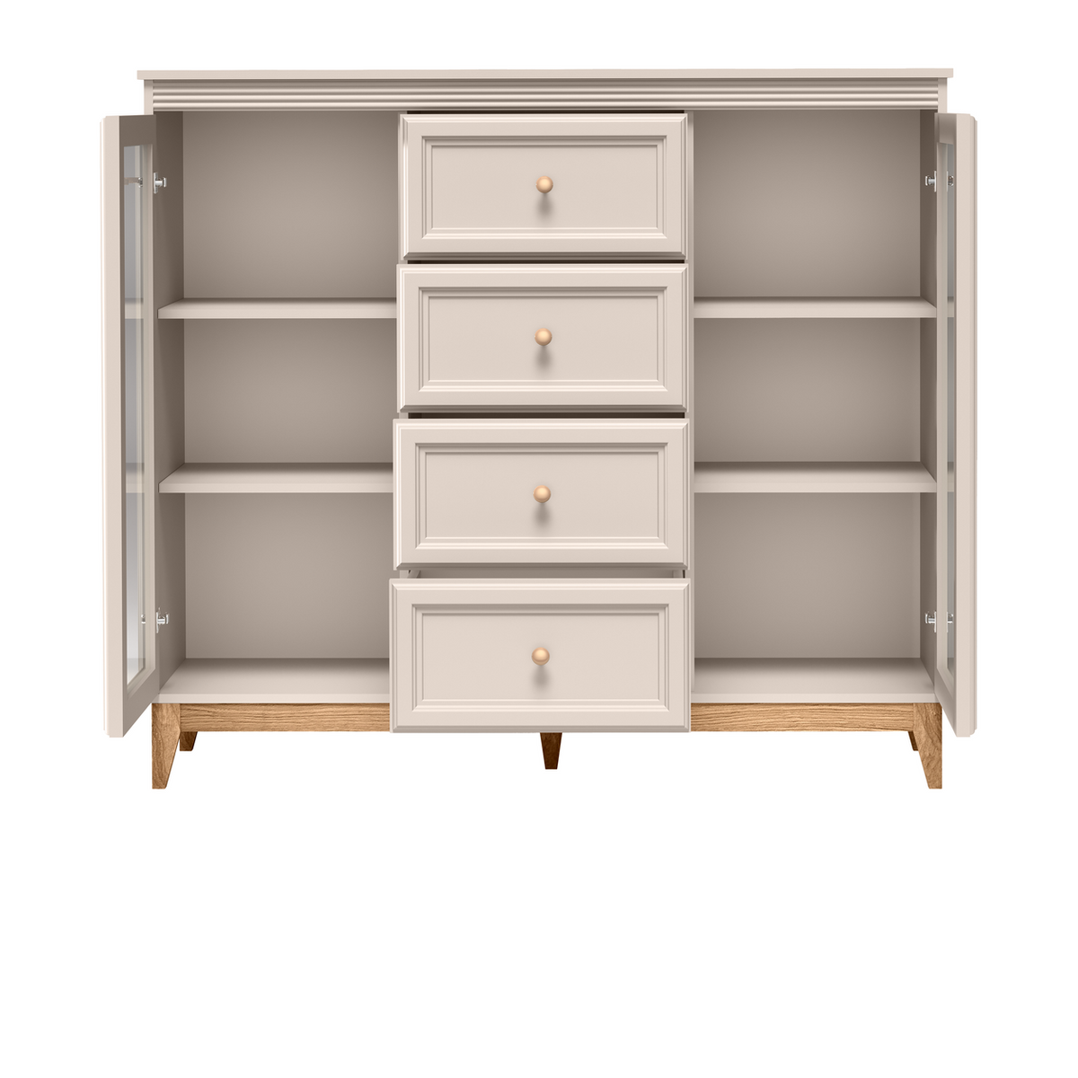 SELUNEO Vitrinen-Highboard 141,5 cm – Kaschmir / Natureiche-Dekor – Weitere Ansicht