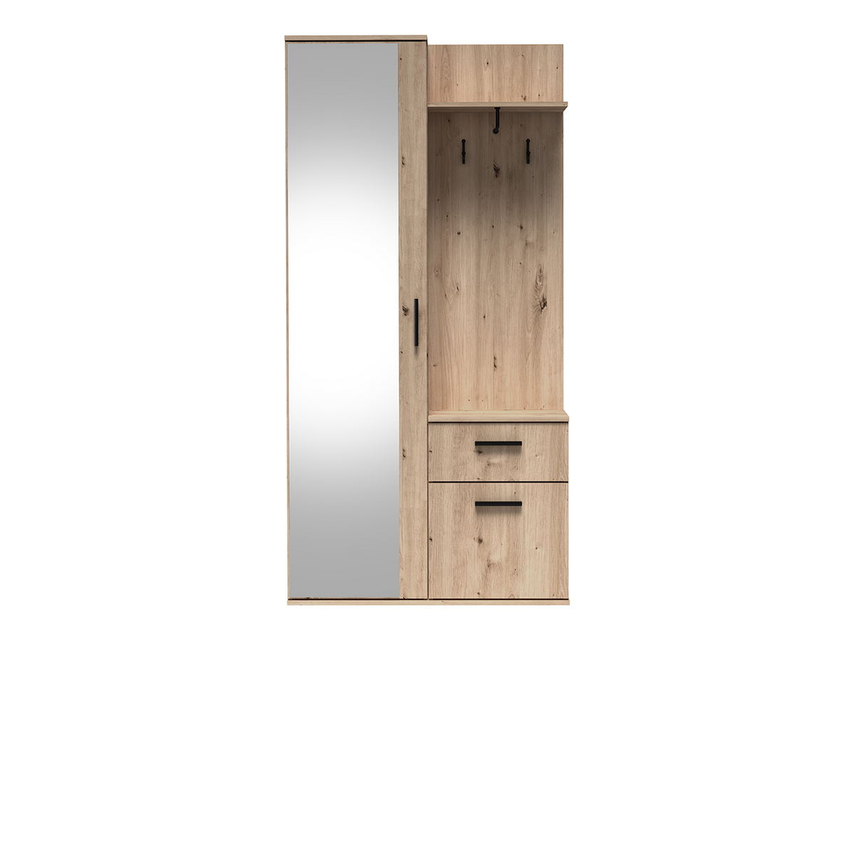 SERUVEO Garderobe 97 cm – Artisan-Eiche-Dekor – Vorderansicht