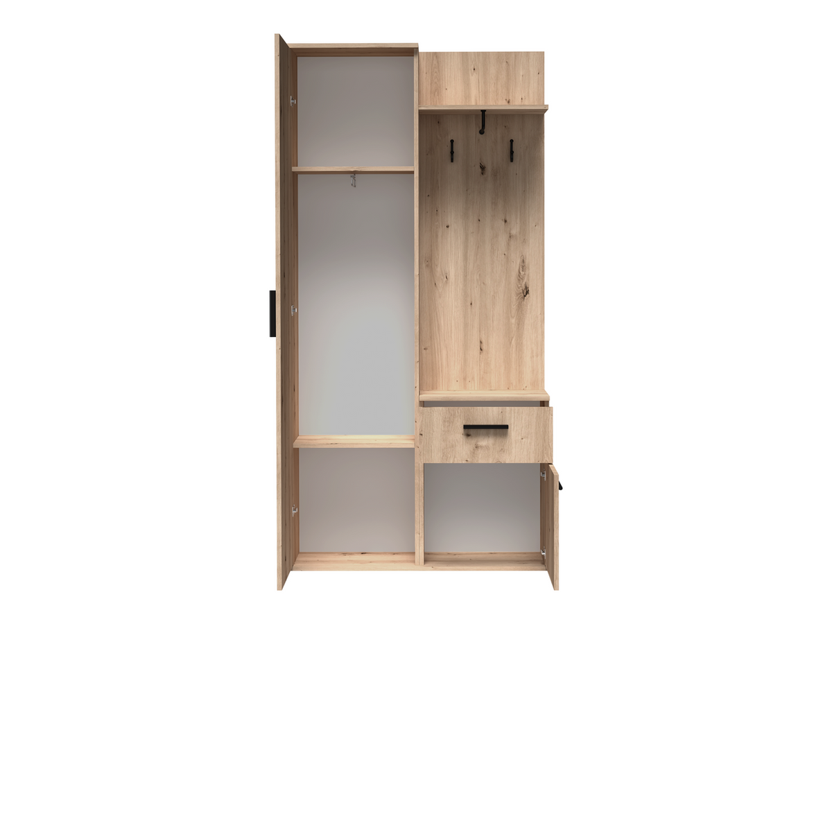SERUVEO Garderobe 97 cm – Artisan-Eiche-Dekor – Weitere Ansicht