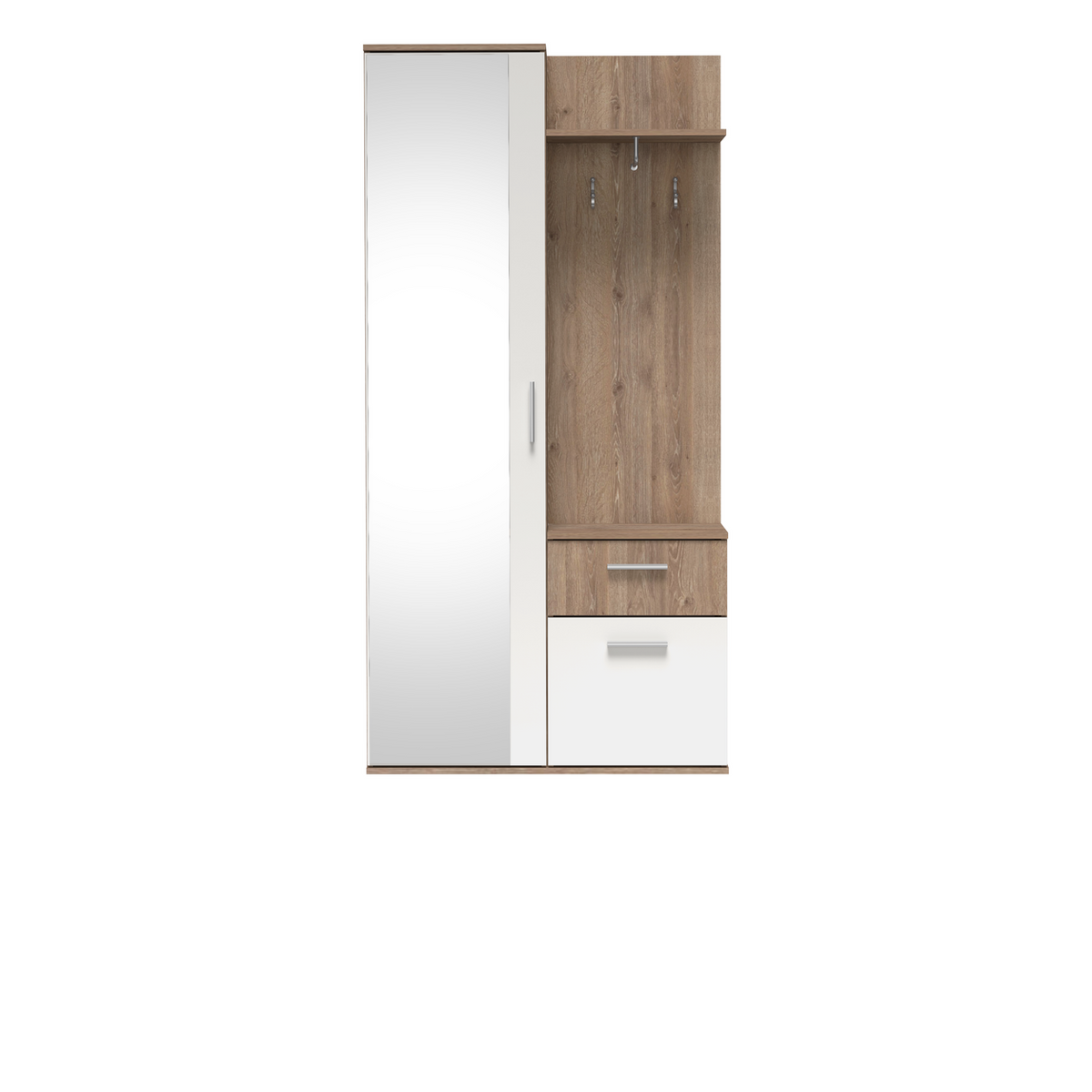 SERUVEO Garderobe 97 cm – Trüffeleiche / Alpinweiß-Dekor – Vorderansicht