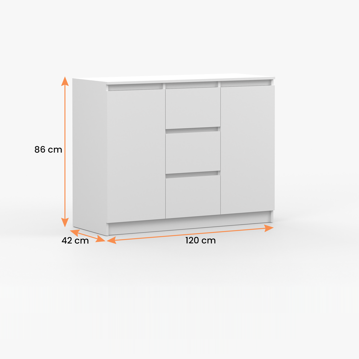 SOLO Kommode 2D3S 120 cm – Weiß – Vermassung