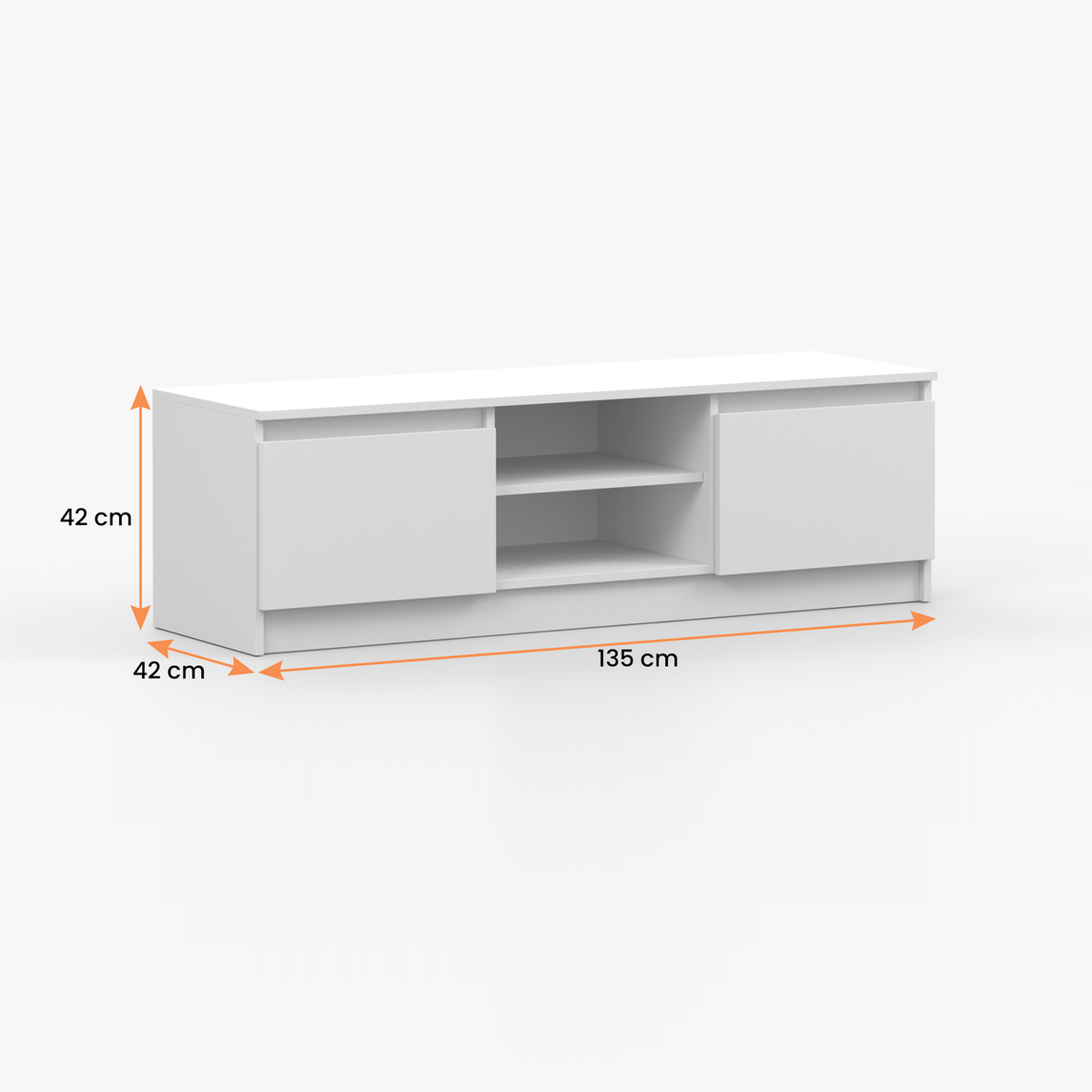 SOLO TV-Lowboard 135 cm – Weiß – Vermassung