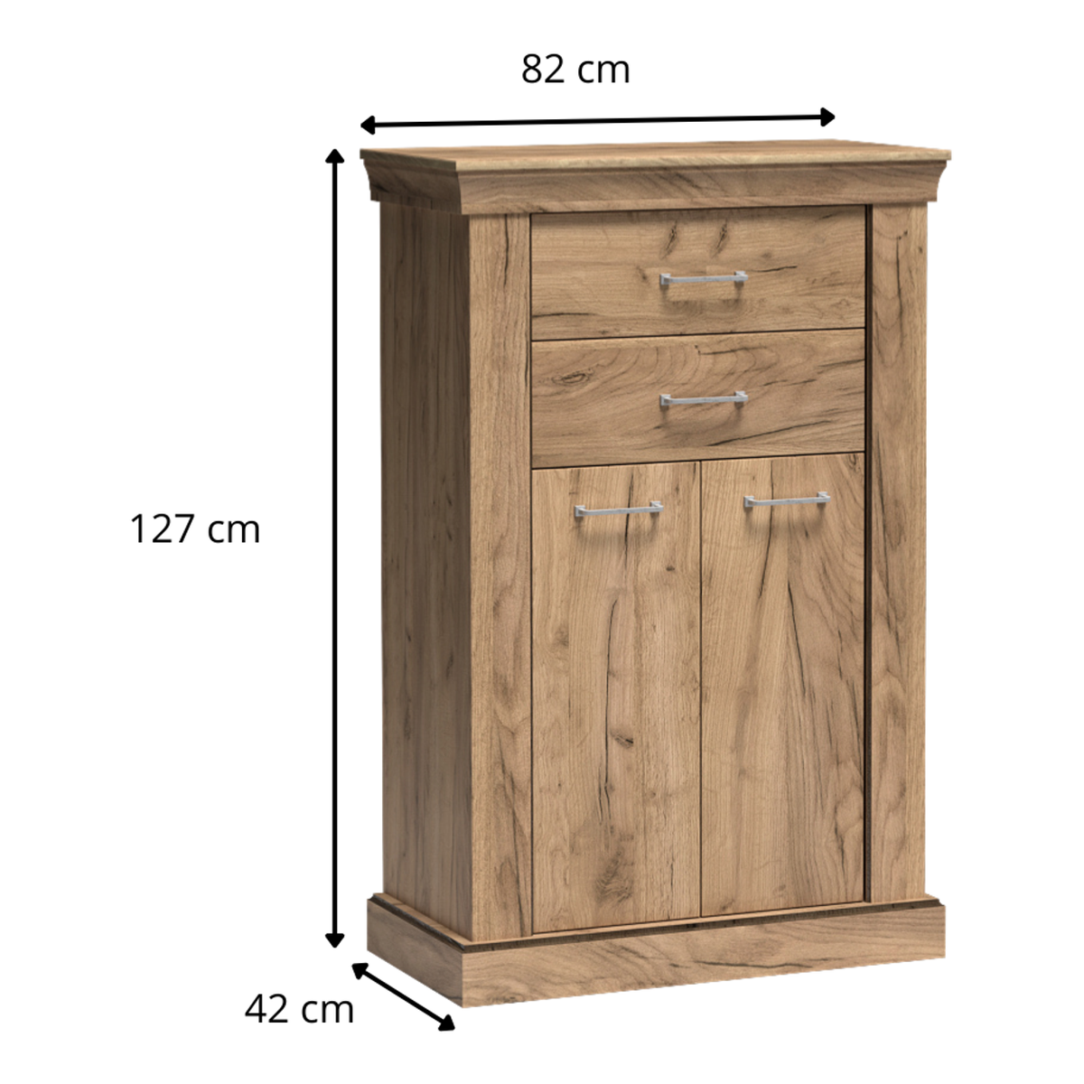 TAVNIA Highboard 82 cm in Kraft-Gold-Dekor – Maße (Breite, Tiefe und Höhe)