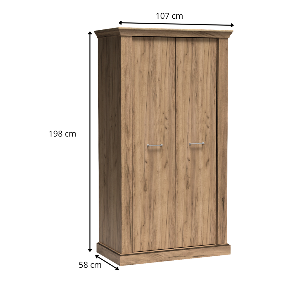 TAVNIA Kleiderschrank 107 cm – Maße (Breite, Tiefe und Höhe)