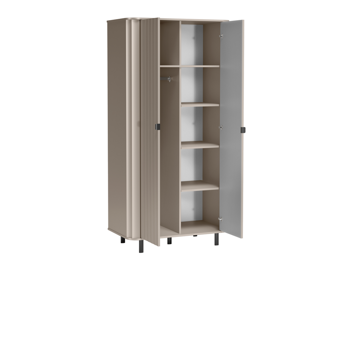TELUNEO Kleiderschrank 98 cm – Lehmgrau-Dekor – Weitere Ansicht