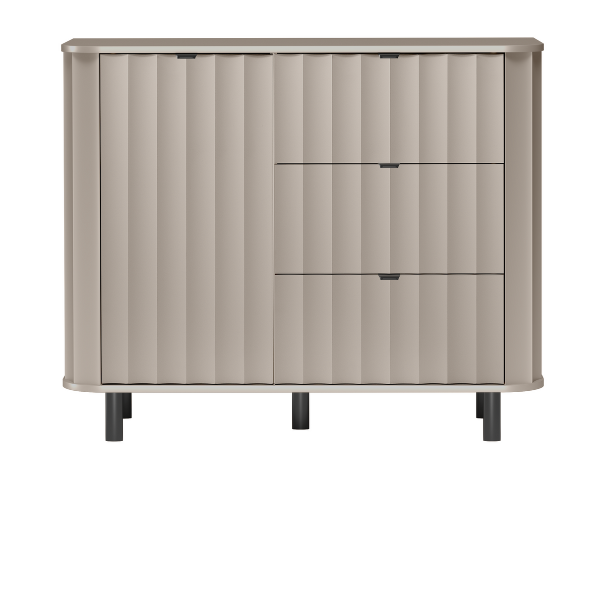 TELUNEO Kommode 111 cm – Lehmgrau-Dekor – Vorderansicht
