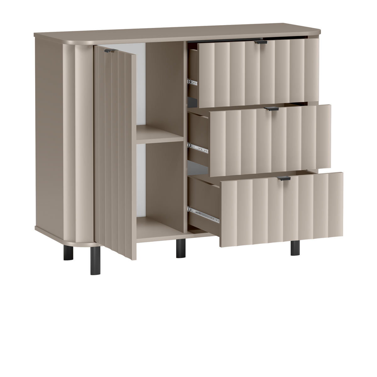 TELUNEO Kommode 111 cm – Lehmgrau-Dekor – Weitere Ansicht