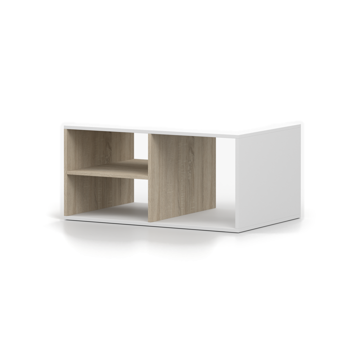 TRES Couchtisch 90 cm – Weiß / Sonoma-Eiche – Gegenansicht