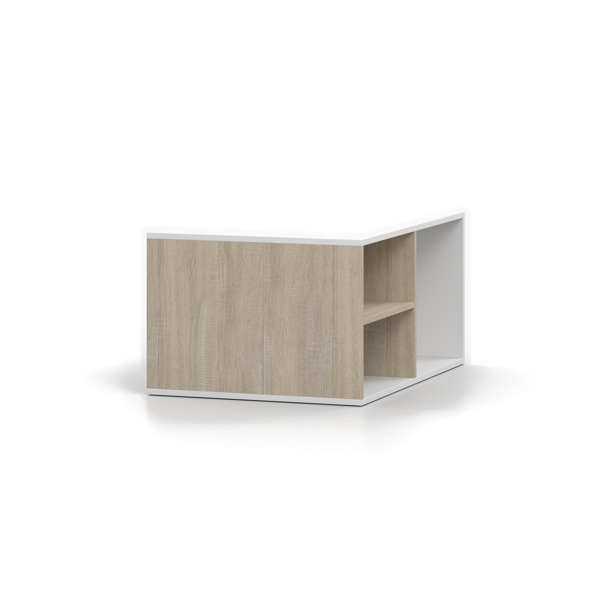 TRES Couchtisch 90 cm – Weiß / Sonoma-Eiche – Rückansicht