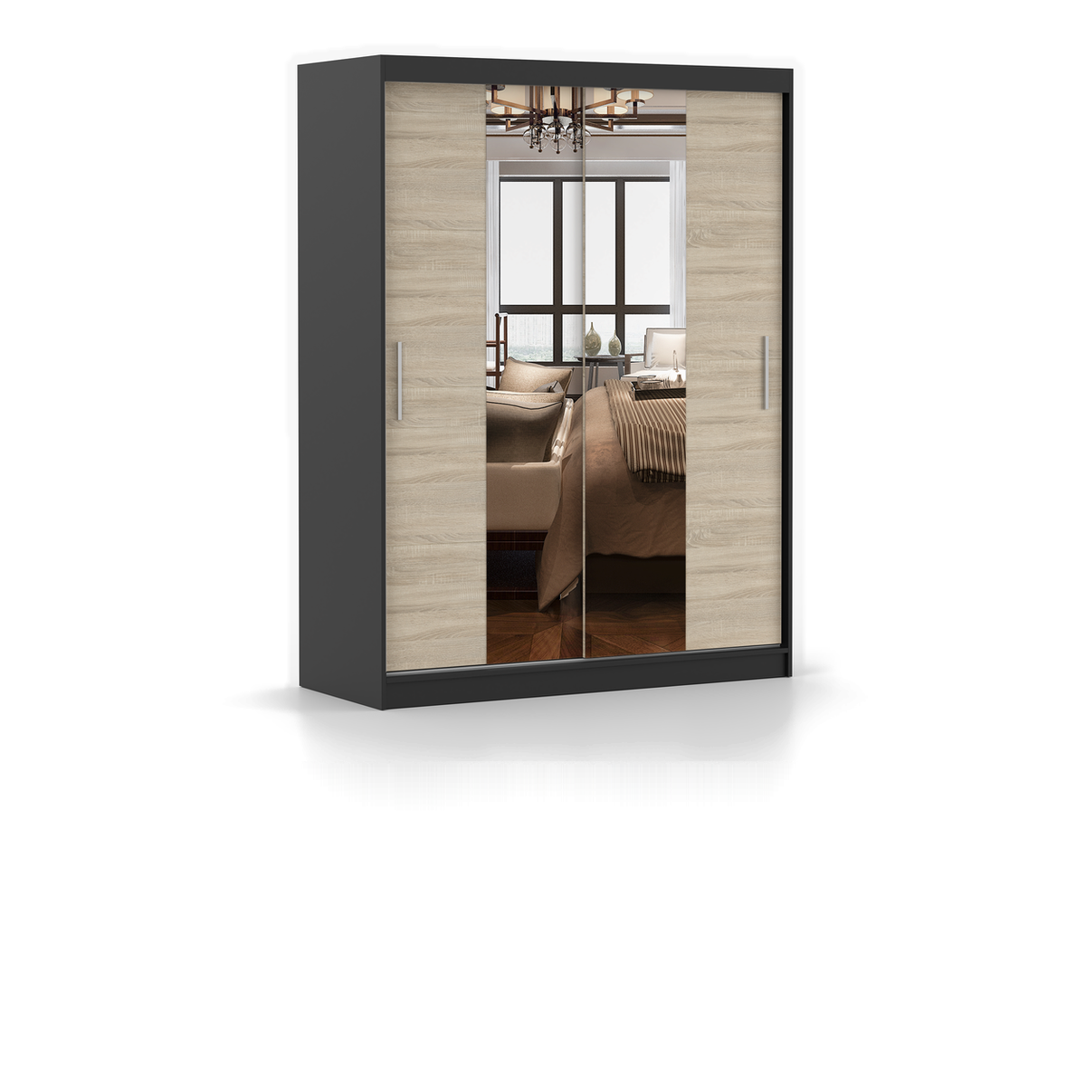 VISTA 01 Schwebetürenschrank 150 cm mit Spiegel – Detailansicht