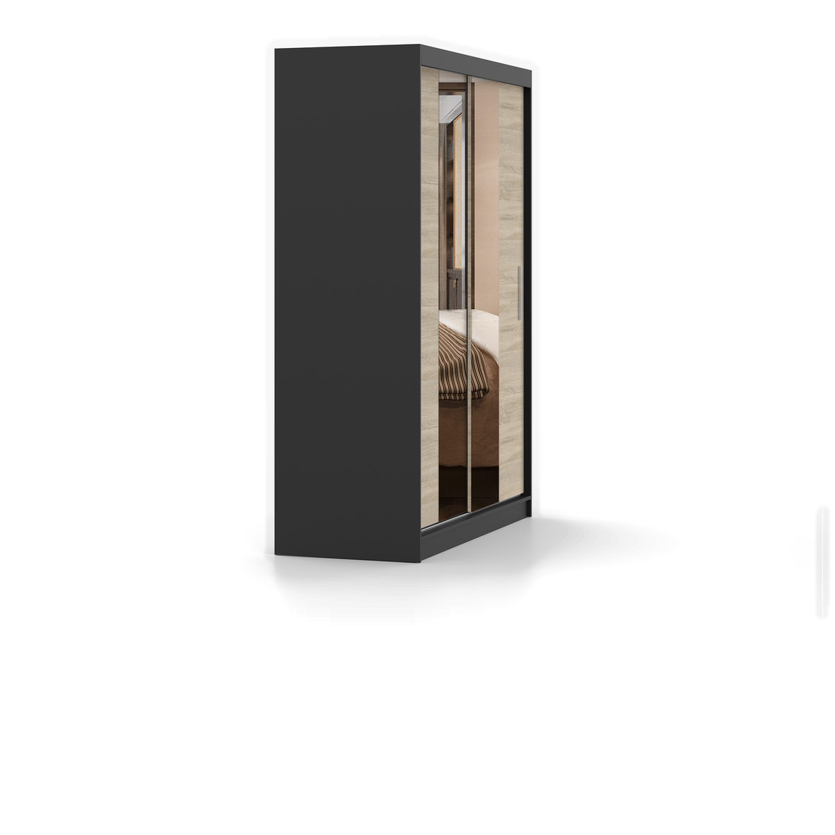 VISTA 01 Schwebetürenschrank 150 cm mit Spiegel – Detailansicht