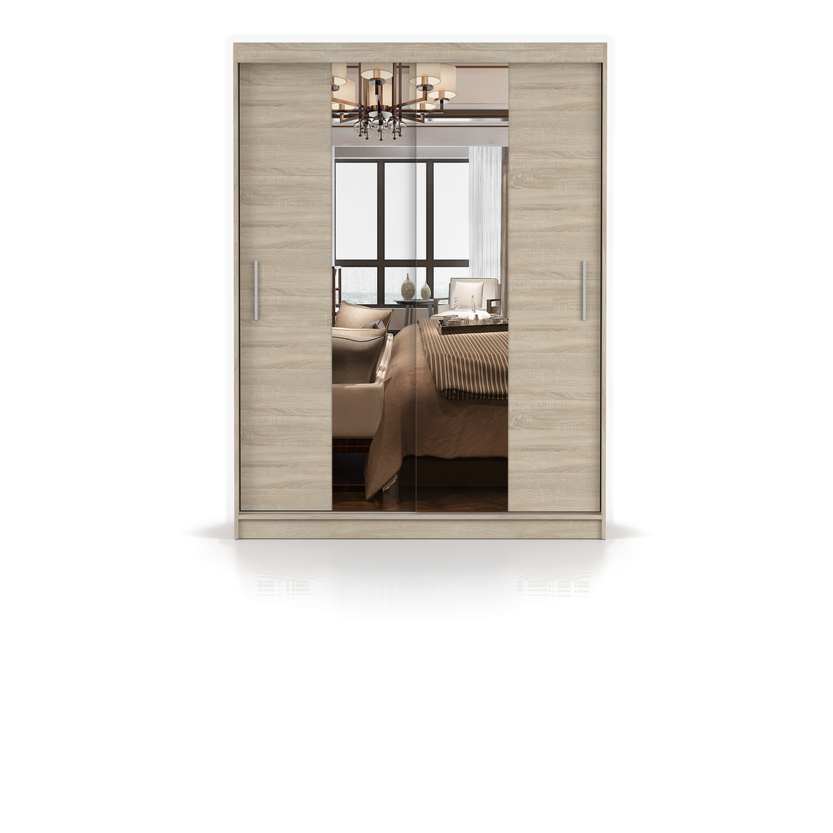 VISTA 01 Schwebetürenschrank 150 cm mit Spiegel – Sonoma