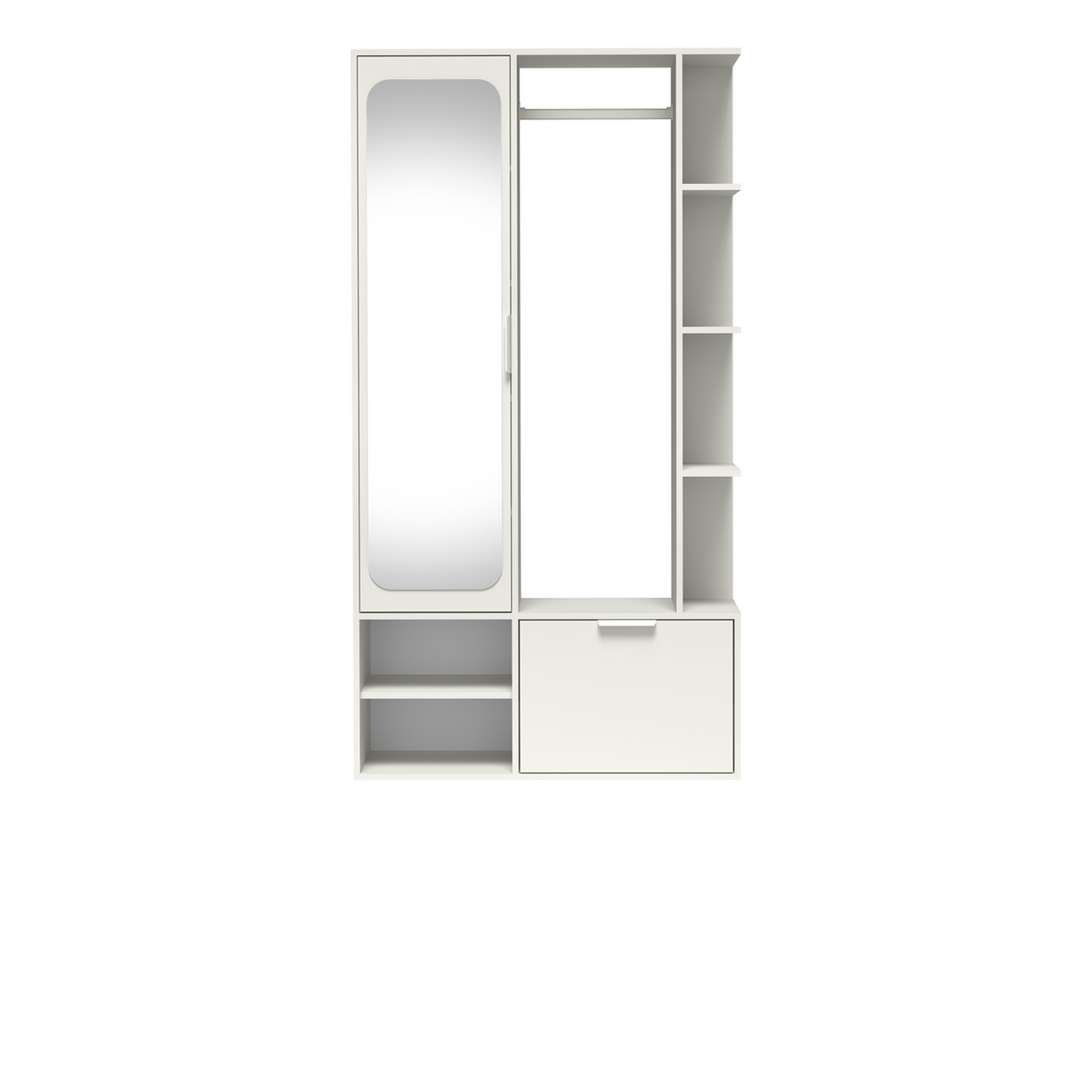 VORUNEO Garderobe 100 cm – Alpinweiß-Dekor – Vorderansicht