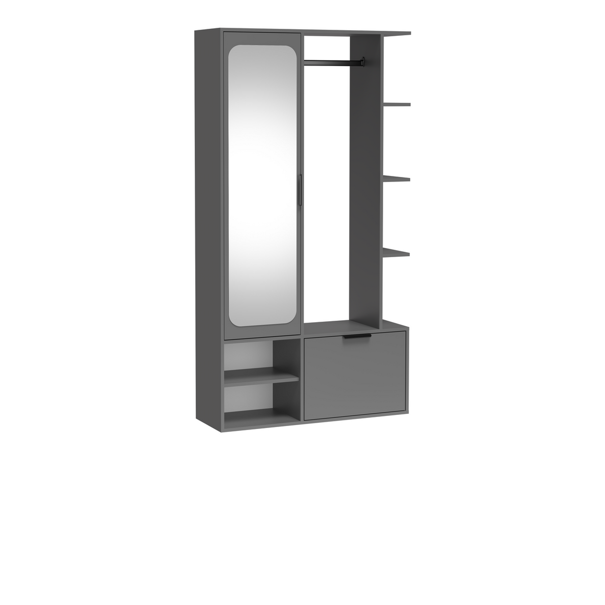 VORUNEO Garderobe 100 cm – Diamantgrau-Dekor – Vorderansicht