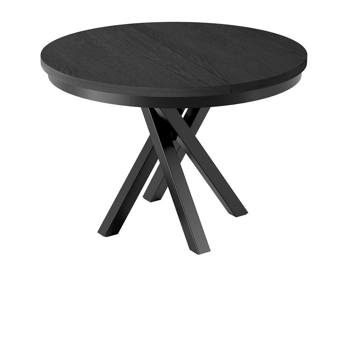 ZELUNEO Esstisch 100–140 cm – Schwarz-Dekor – Vorderansicht