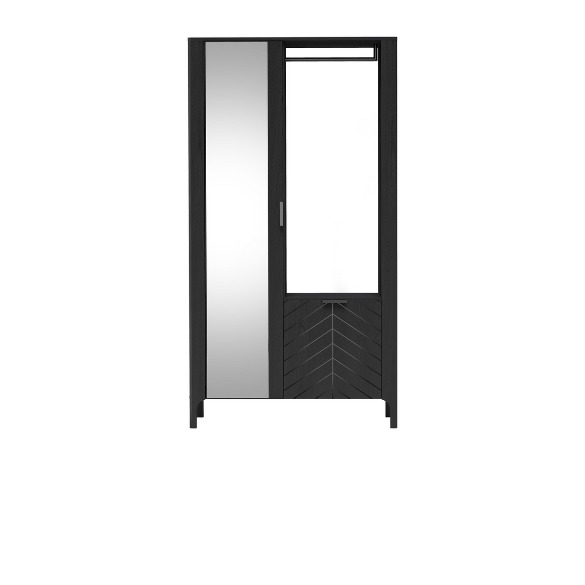 ZELUNEO Garderobe 105 cm – Schwarz-Dekor – Vorderansicht
