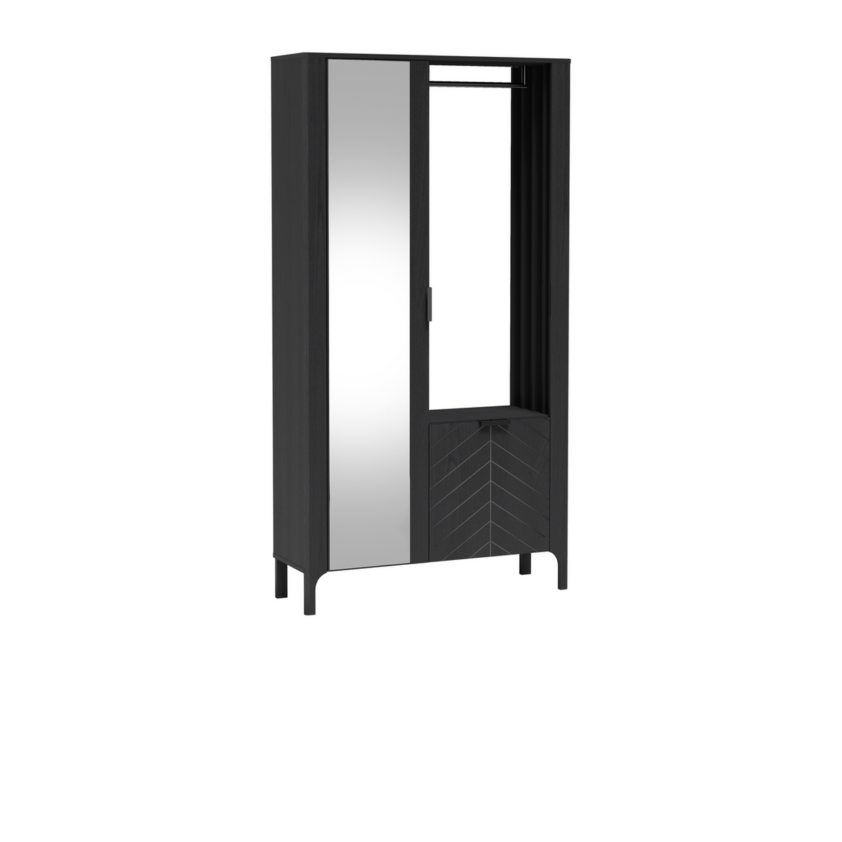 ZELUNEO Garderobe 105 cm – Schwarz-Dekor – Weitere Ansicht