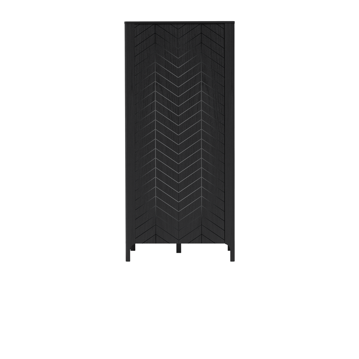 ZELUNEO Kleiderschrank 90 cm – Schwarz-Dekor – Vorderansicht
