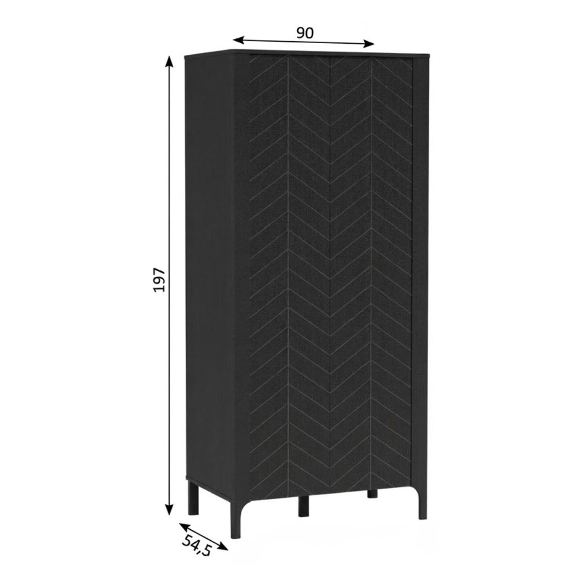 ZELUNEO Kleiderschrank 90 cm – Maße (Breite, Tiefe und Höhe)