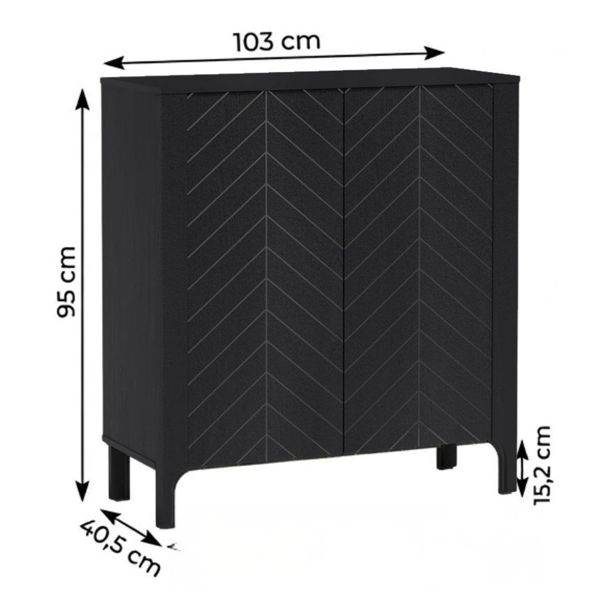 ZELUNEO Kommode 103 cm – Maße (Breite, Tiefe und Höhe)