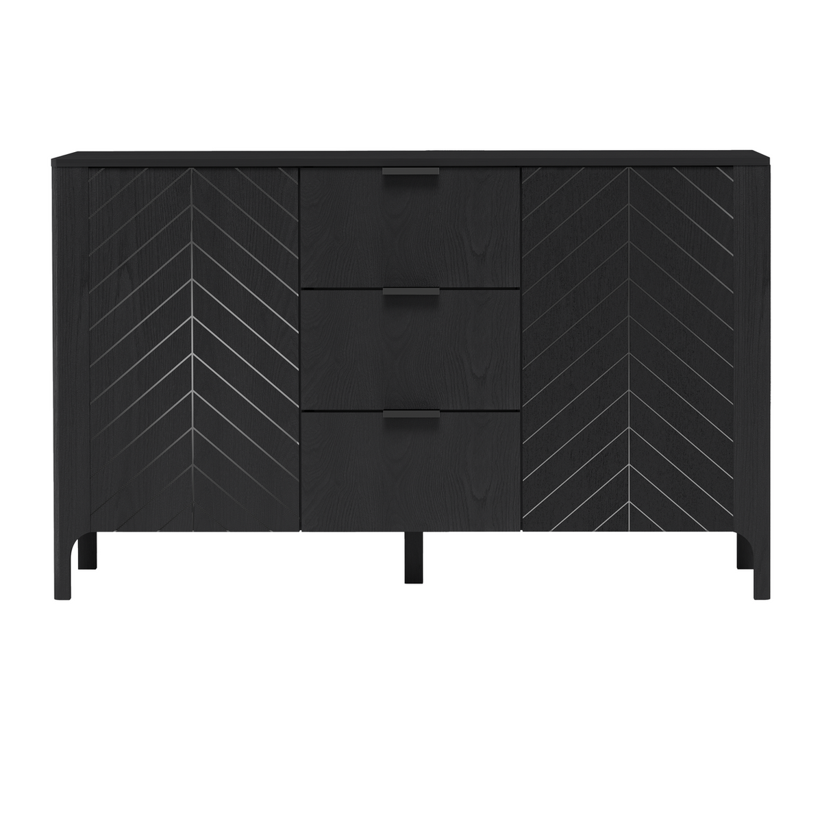 ZELUNEO Kommode 153 cm – Schwarz-Dekor – Vorderansicht