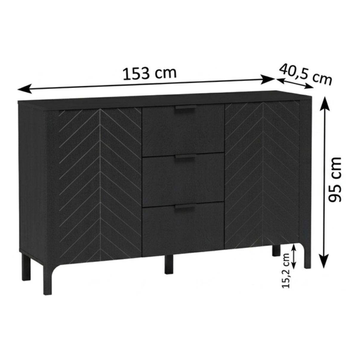 ZELUNEO Kommode 153 cm – Maße (Breite, Tiefe und Höhe)