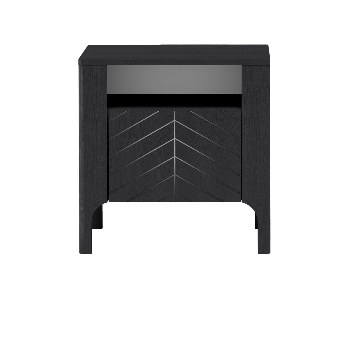 ZELUNEO Nachttisch 54 cm – Schwarz-Dekor – Vorderansicht