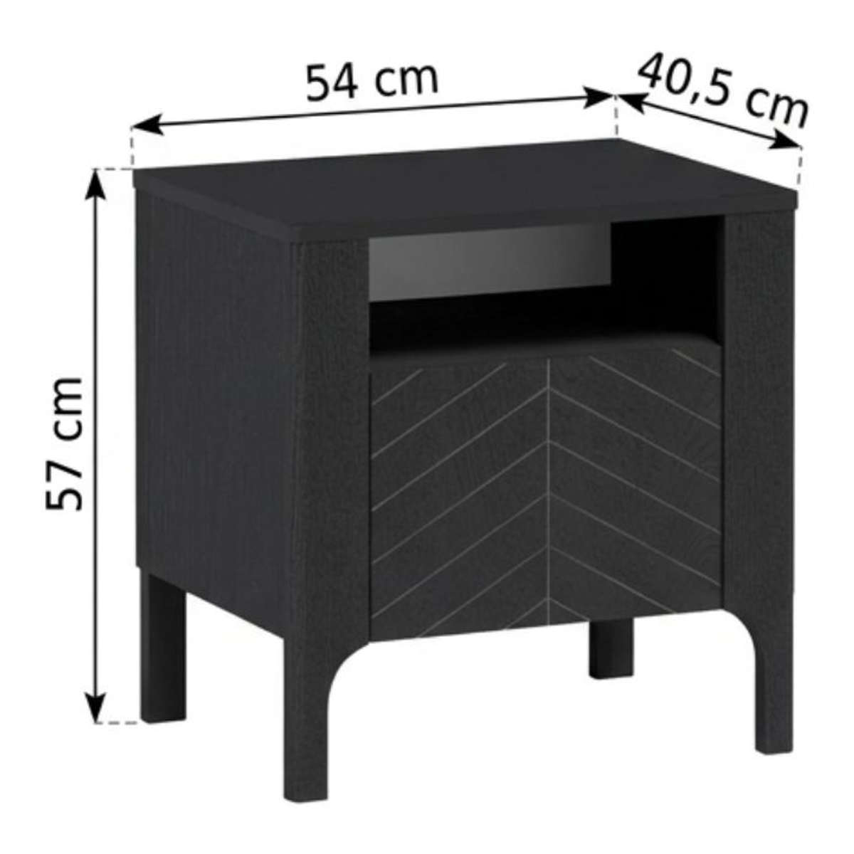 ZELUNEO Nachttisch 54 cm – Maße (Breite, Tiefe und Höhe)