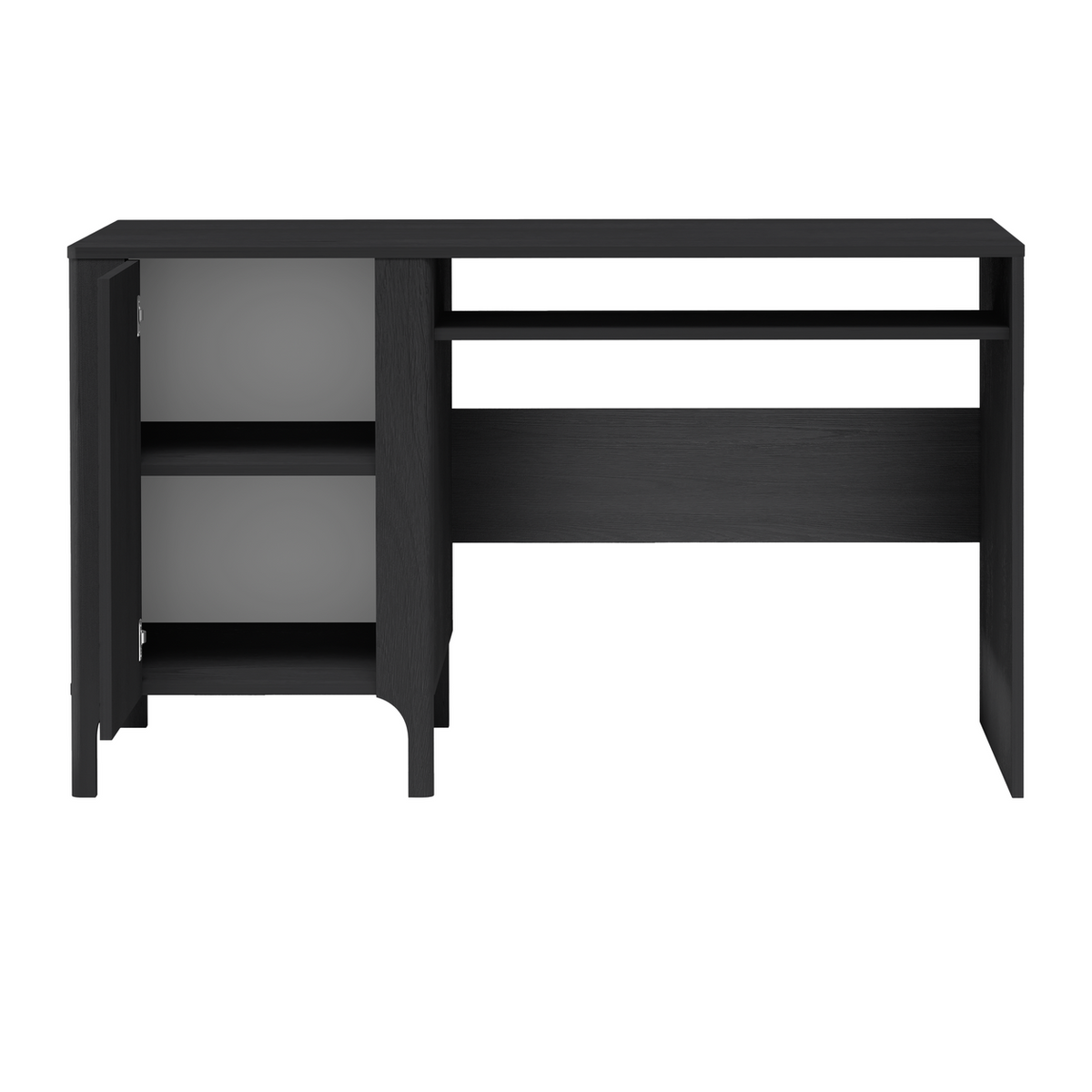 ZELUNEO Schreibtisch 135 cm – Schwarz-Dekor – Innenansicht geöffnet