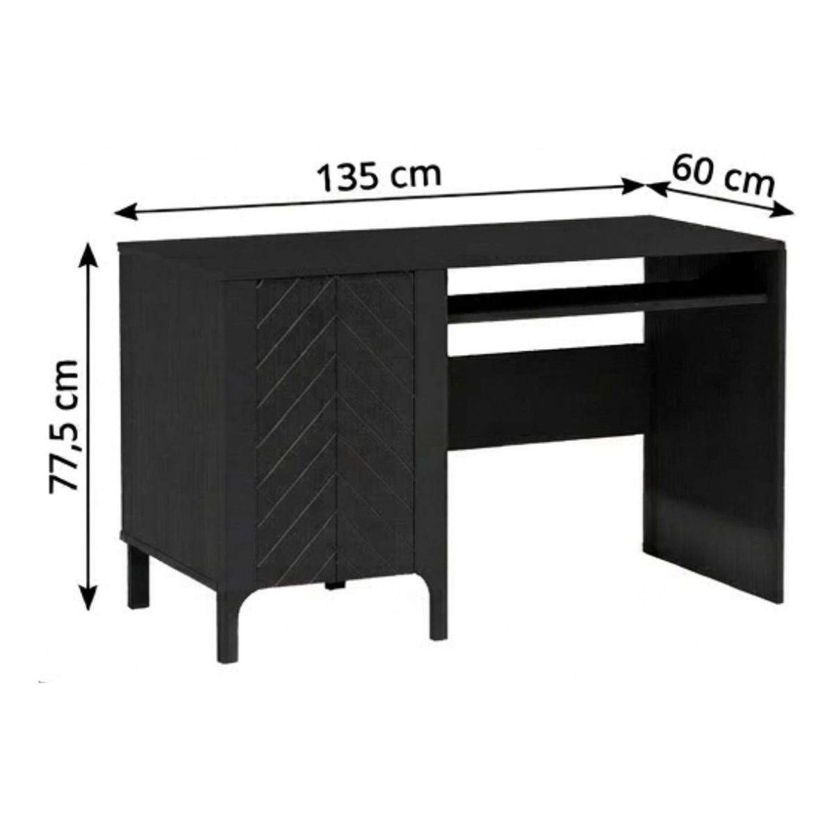 ZELUNEO Schreibtisch 135 cm – Maße (Breite, Tiefe und Höhe)