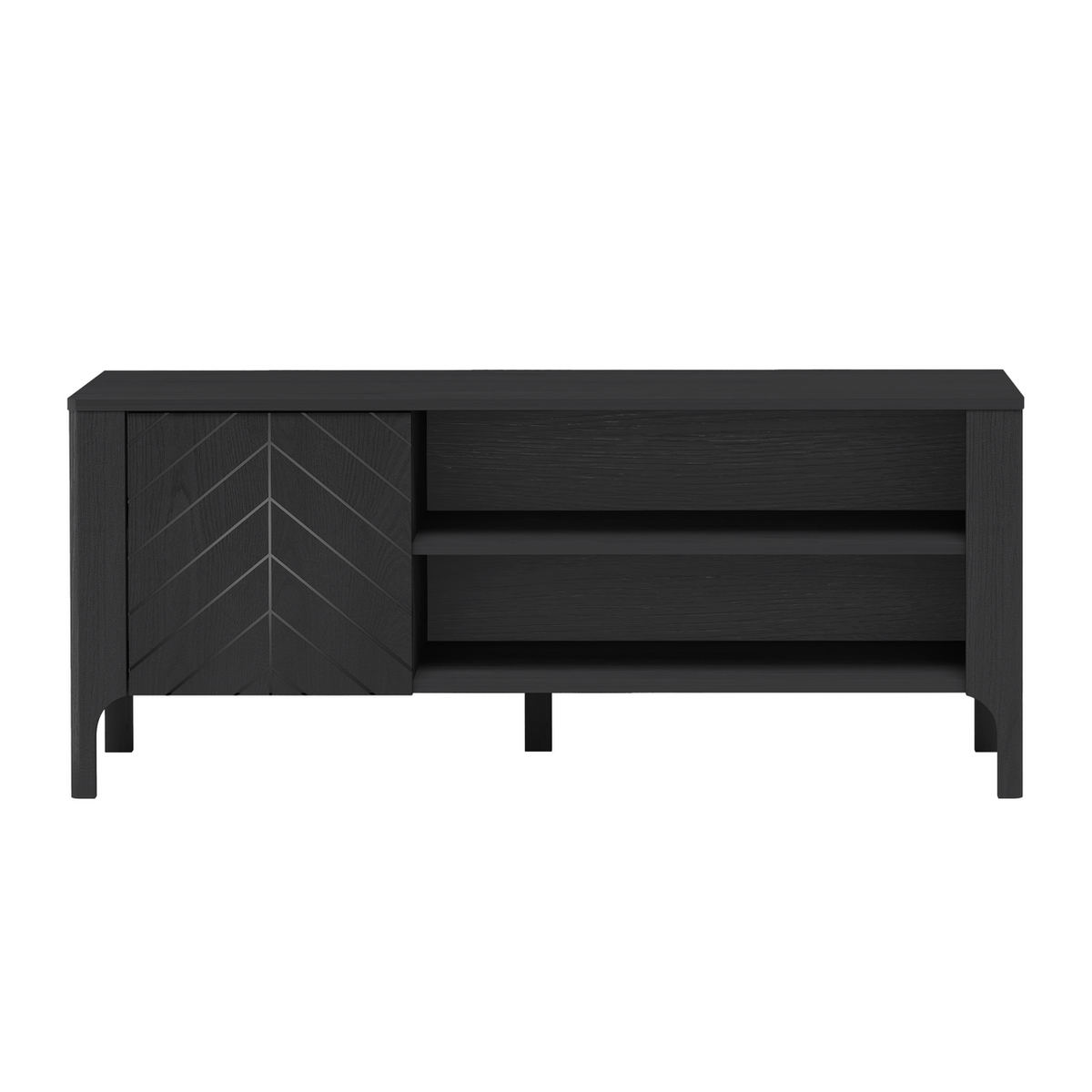 ZELUNEO TV-Board 135 cm – Schwarz-Dekor – Vorderansicht