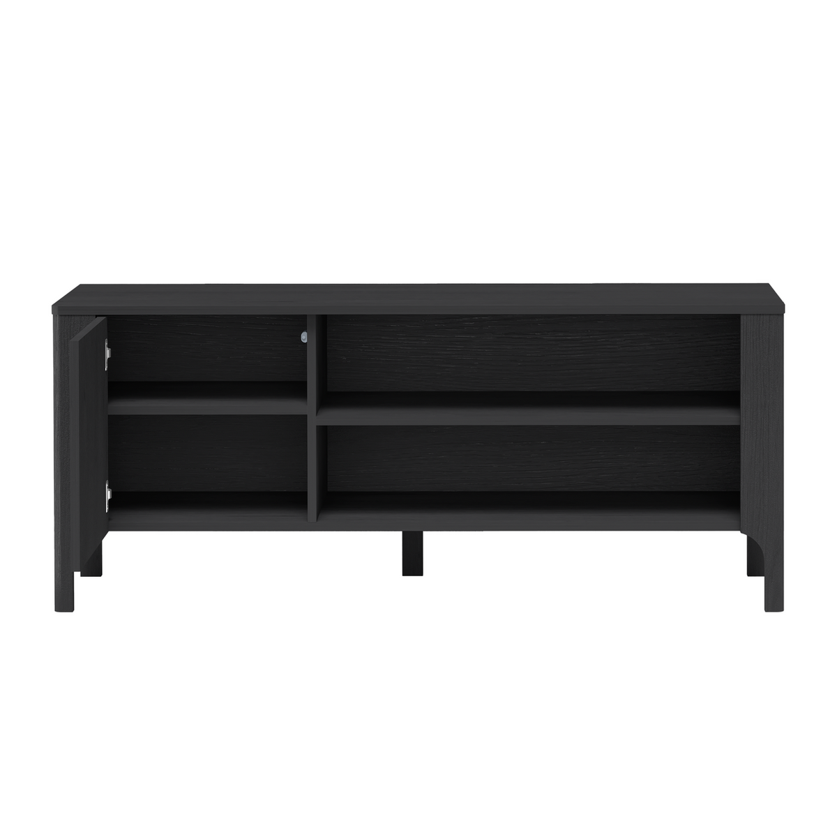 ZELUNEO TV-Board 135 cm – Schwarz-Dekor – Innenansicht geöffnet