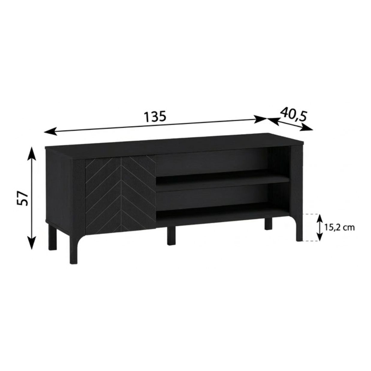 ZELUNEO TV-Board 135 cm – Maße (Breite, Tiefe und Höhe)
