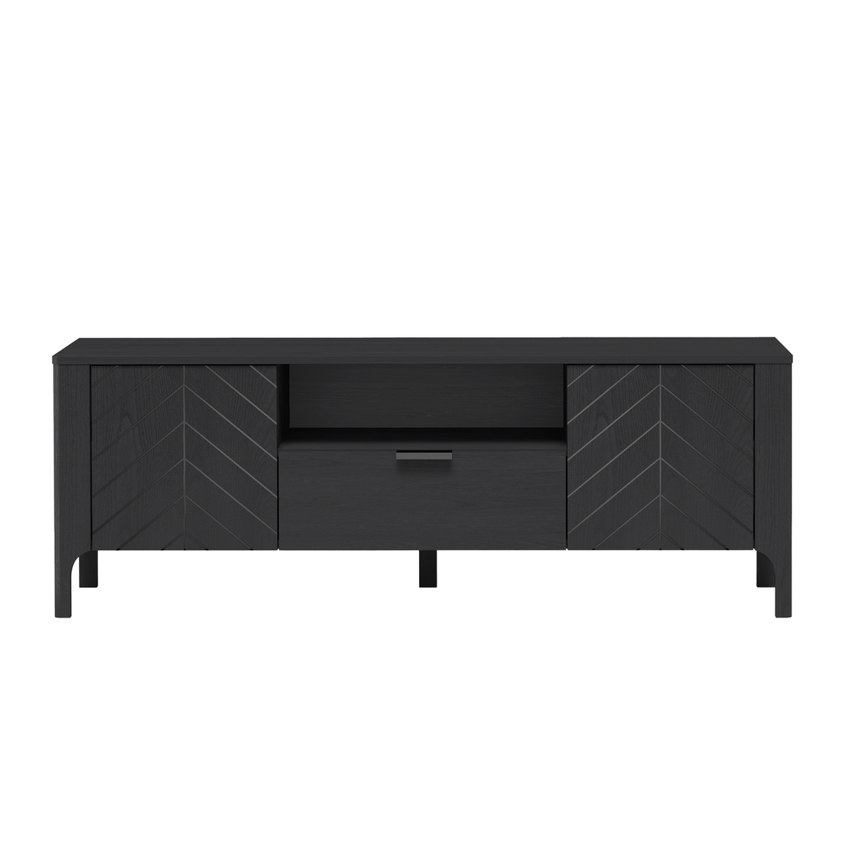 ZELUNEO TV-Board 160 cm – Schwarz-Dekor – Vorderansicht