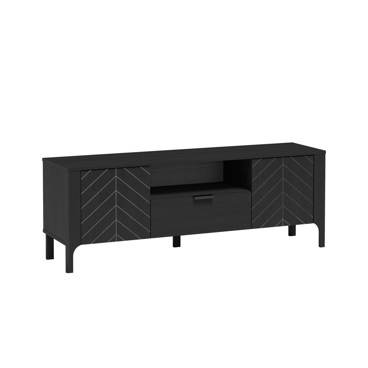 ZELUNEO TV-Board 160 cm – Schwarz-Dekor – Weitere Ansicht