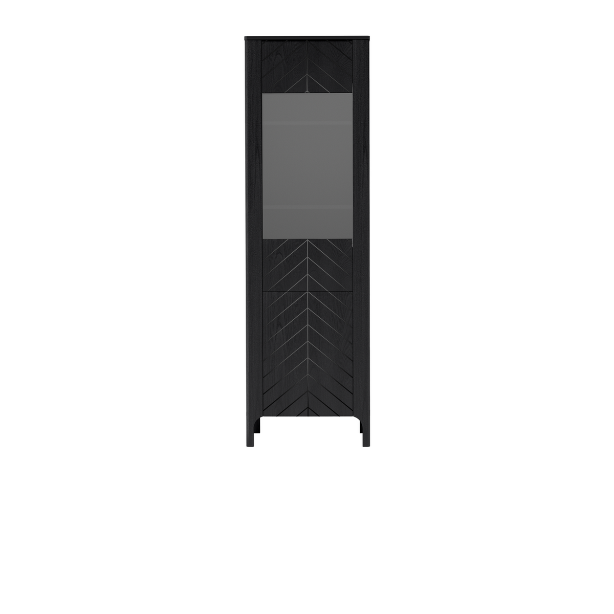 ZELUNEO Vitrine 60 cm – Schwarz-Dekor – Vorderansicht