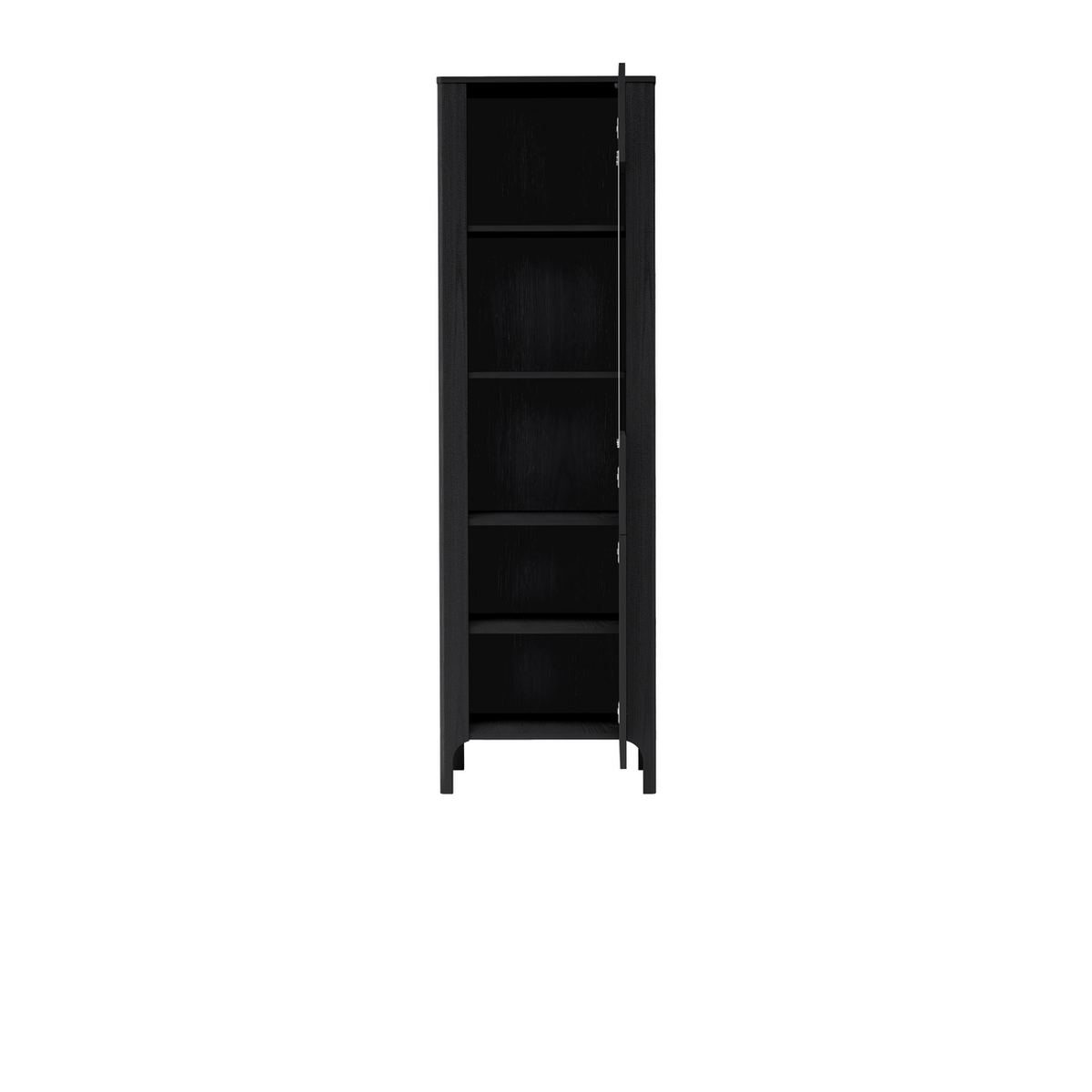ZELUNEO Vitrine 60 cm – Schwarz-Dekor – Innenansicht geöffnet