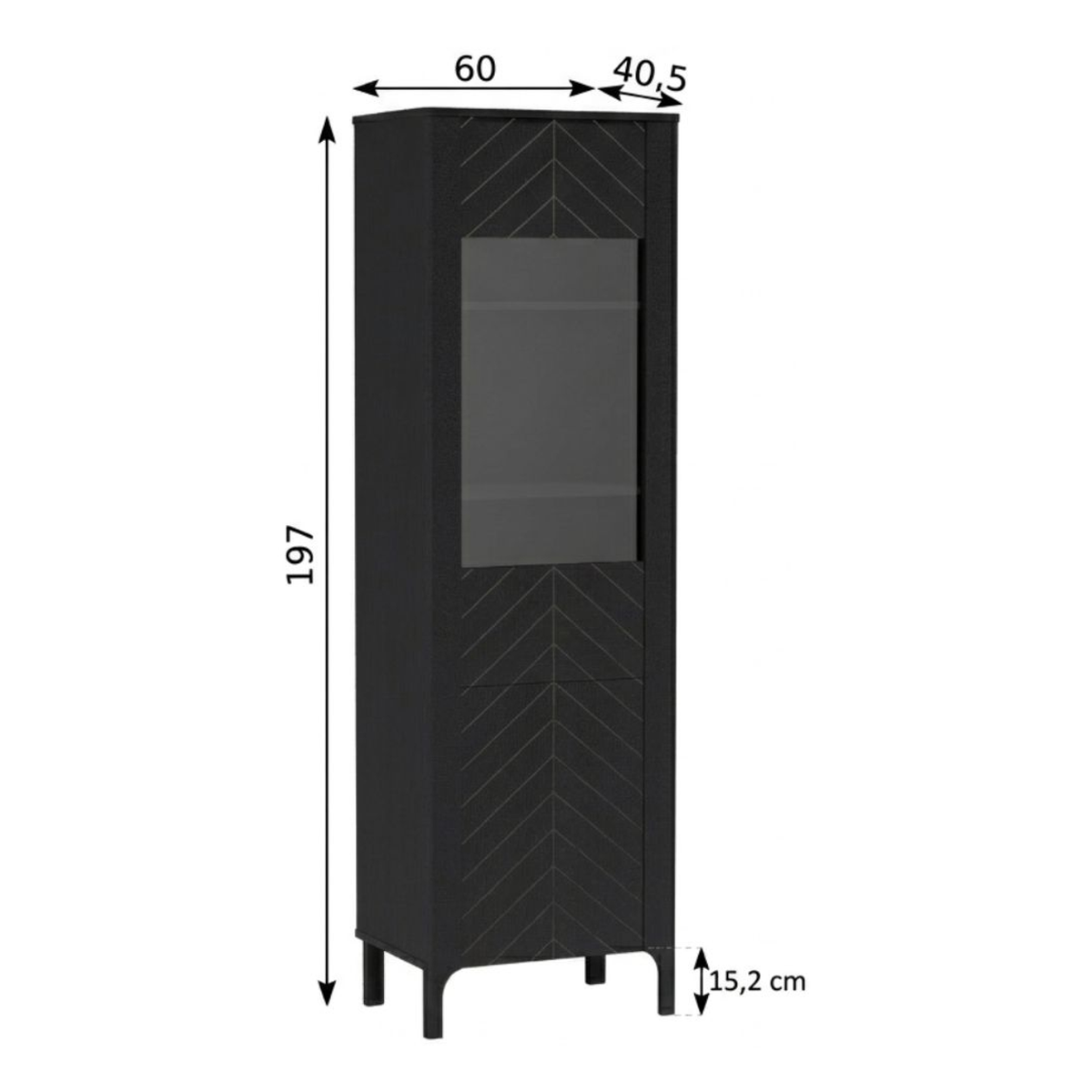 ZELUNEO Vitrine 60 cm – Maße (Breite, Tiefe und Höhe)