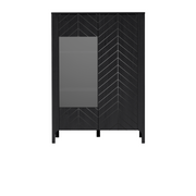 ZELUNEO Vitrinen-Highboard 103 cm – Schwarz-Dekor – Vorderansicht