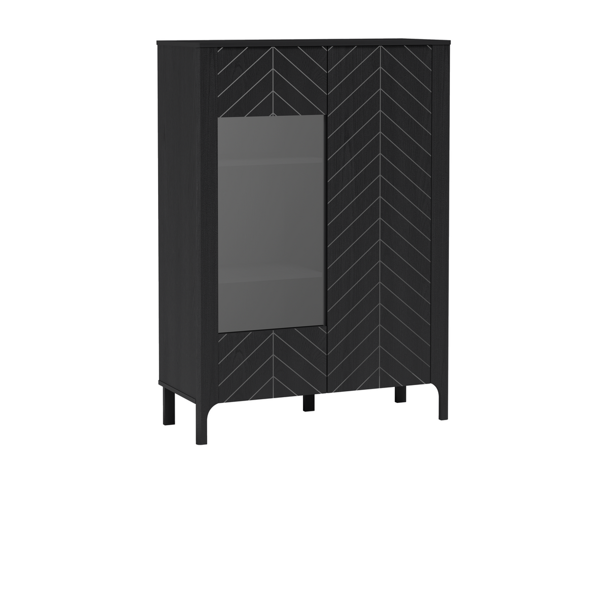 ZELUNEO Vitrinen-Highboard 103 cm – Schwarz-Dekor – Weitere Ansicht