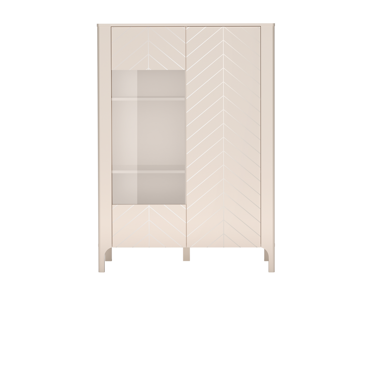 ZELUNEO Vitrinen-Highboard 103 cm – Kaschmir-Dekor – Vorderansicht