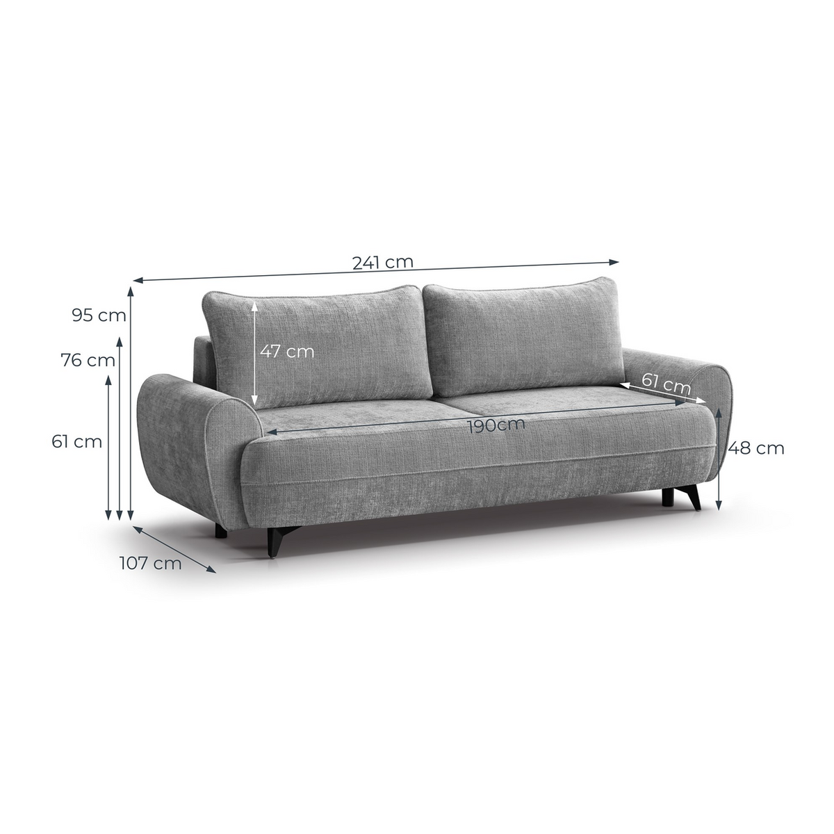 DORUNEA Sofa – Bezug 81 – Maße
