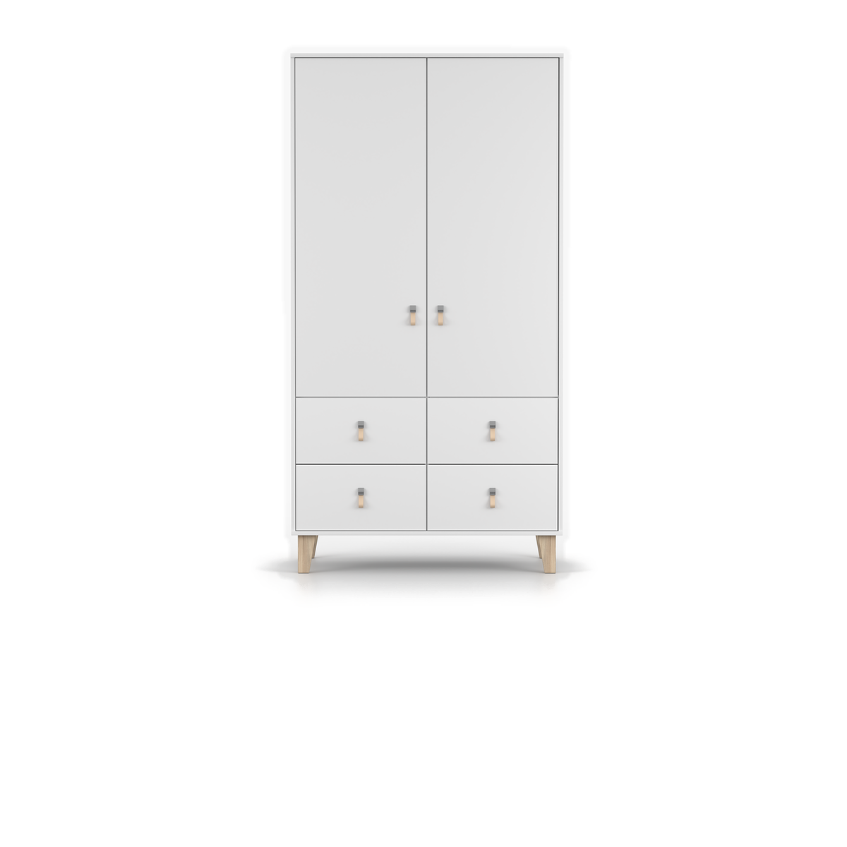 FIGO Kleiderschrank 2D4S 105 cm – Weiß – Hauptansicht