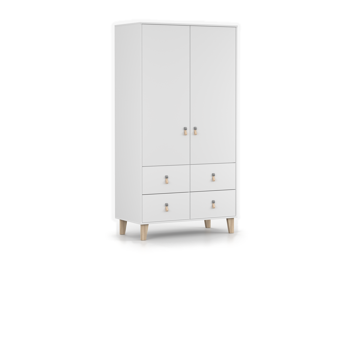 FIGO Kleiderschrank 2D4S 105 cm – Weiß – Ansicht