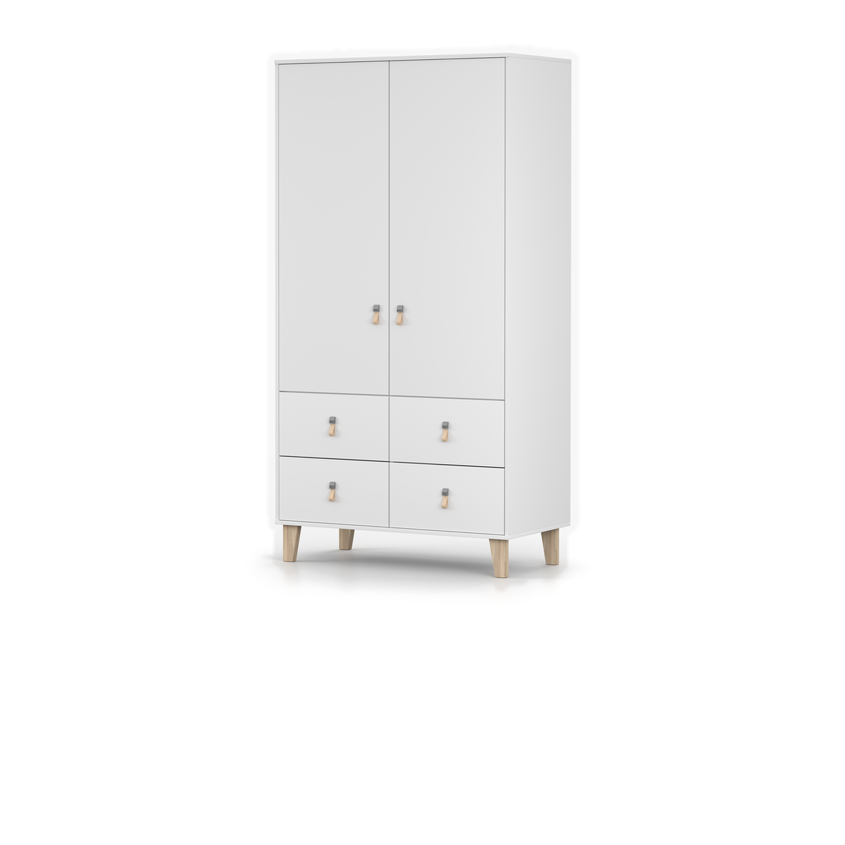 FIGO Kleiderschrank 2D4S 105 cm – Weiß – Ansicht