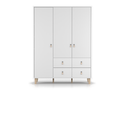 FIGO Kleiderschrank 3D4S 150 cm – Weiß – Hauptansicht