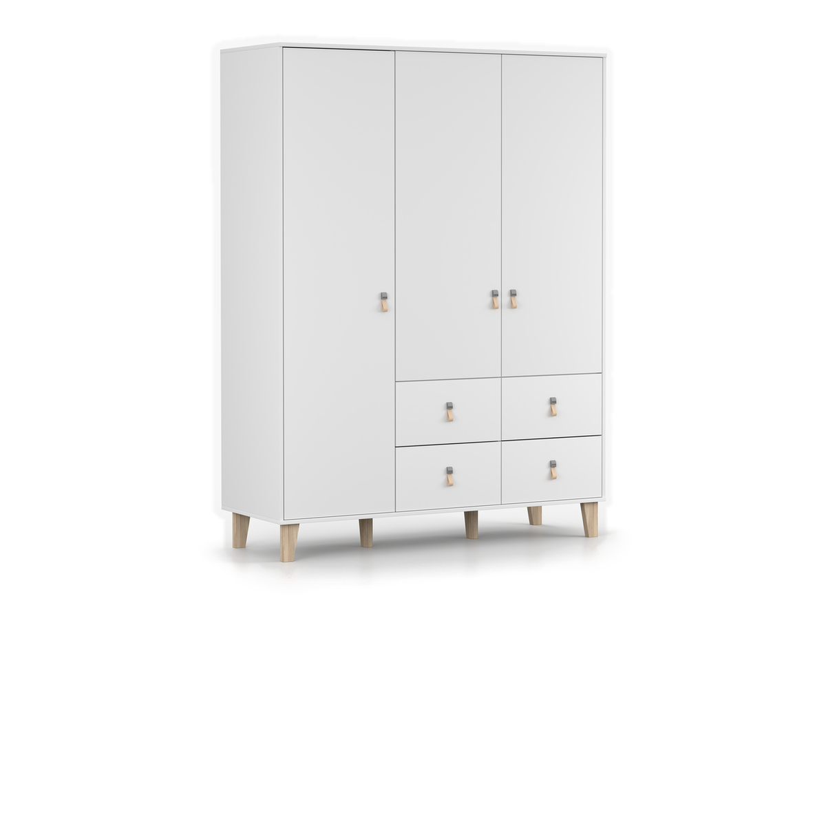 FIGO Kleiderschrank 3D4S 150 cm – Weiß – Ansicht