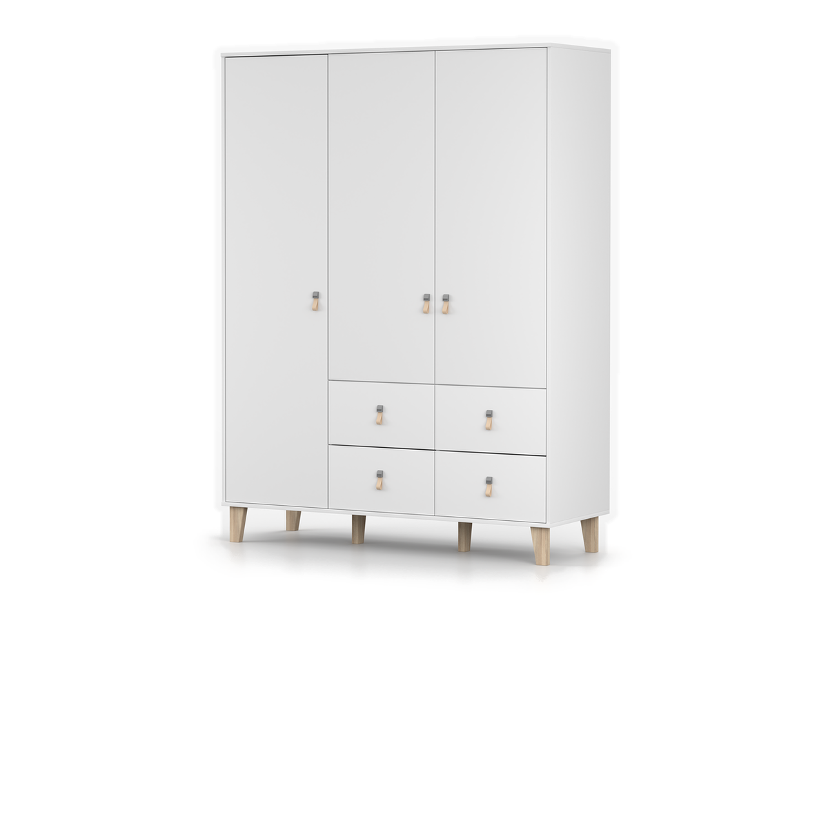 FIGO Kleiderschrank 3D4S 150 cm – Weiß – Ansicht