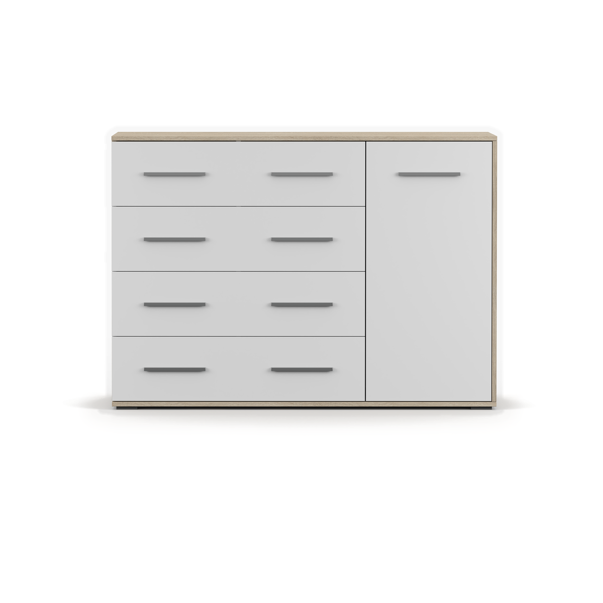 FRIDA Kommode 1D4S 135 cm – Farbvariante – Sonoma / Weiß